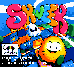 Skweek title screen for PC Engine